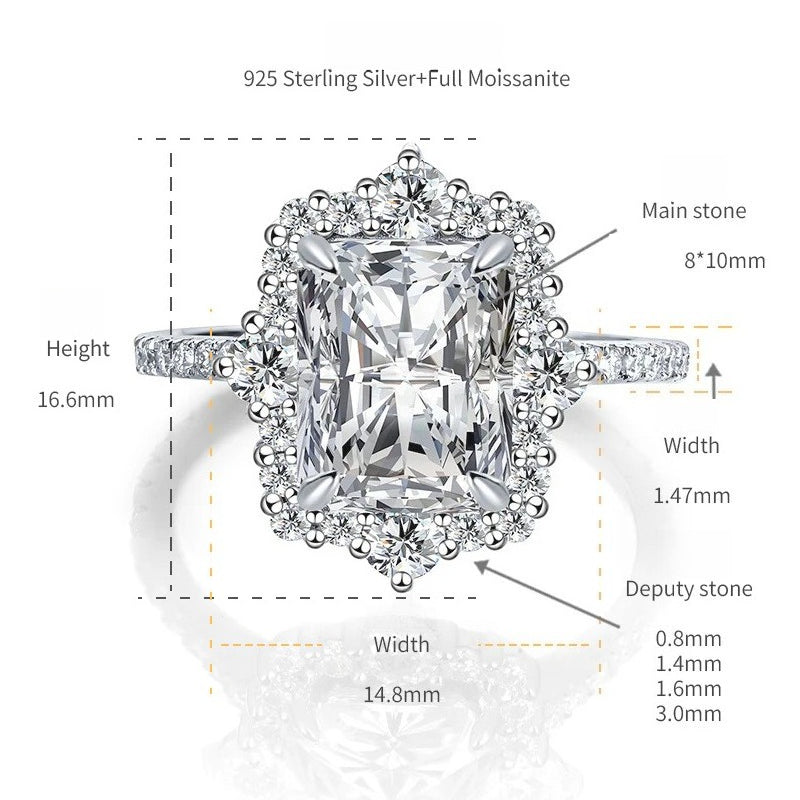 4-Carat D-Color VVS1 Moissanite Solitaire Engagement Ring in White Gold-Plated Sterling Silver