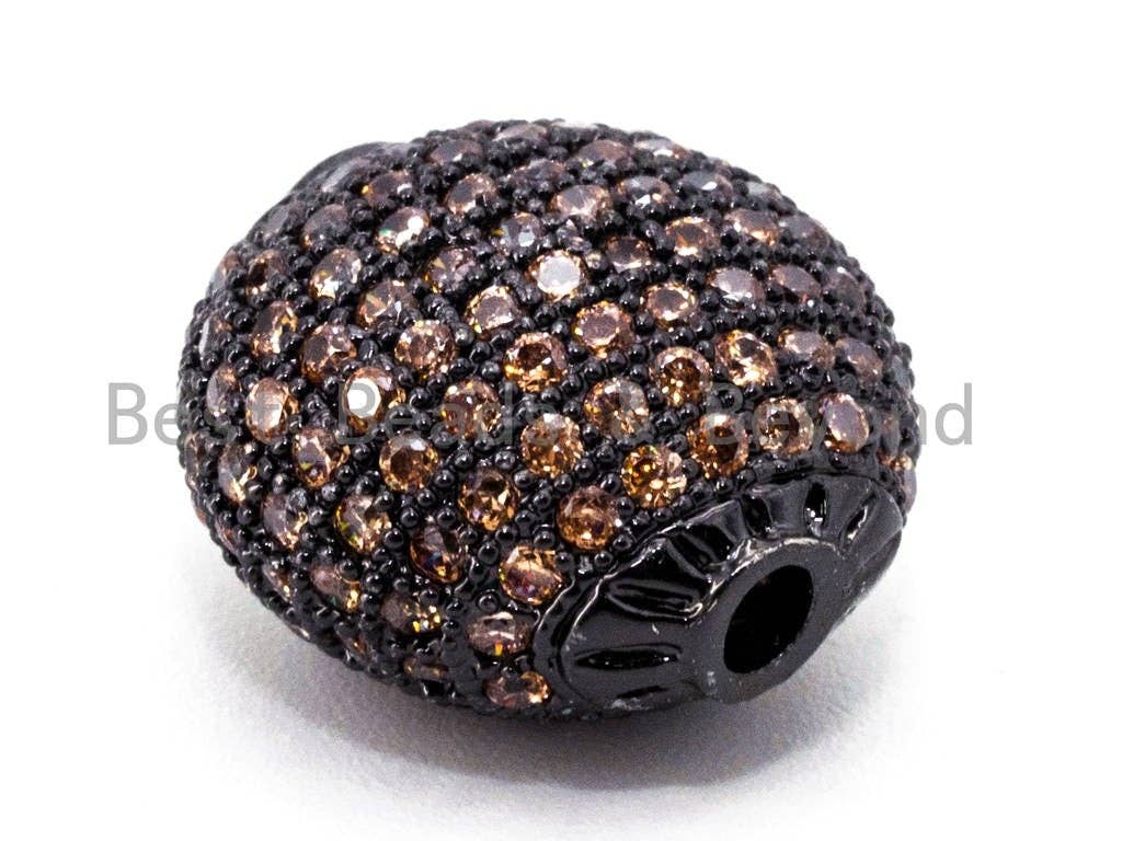 Colored CZ Micro Pave Flat Oval Spacer Beads for Bracelet/Necklace, Bracelet Necklace Spacer Beads, 14x9mm, sku#G282