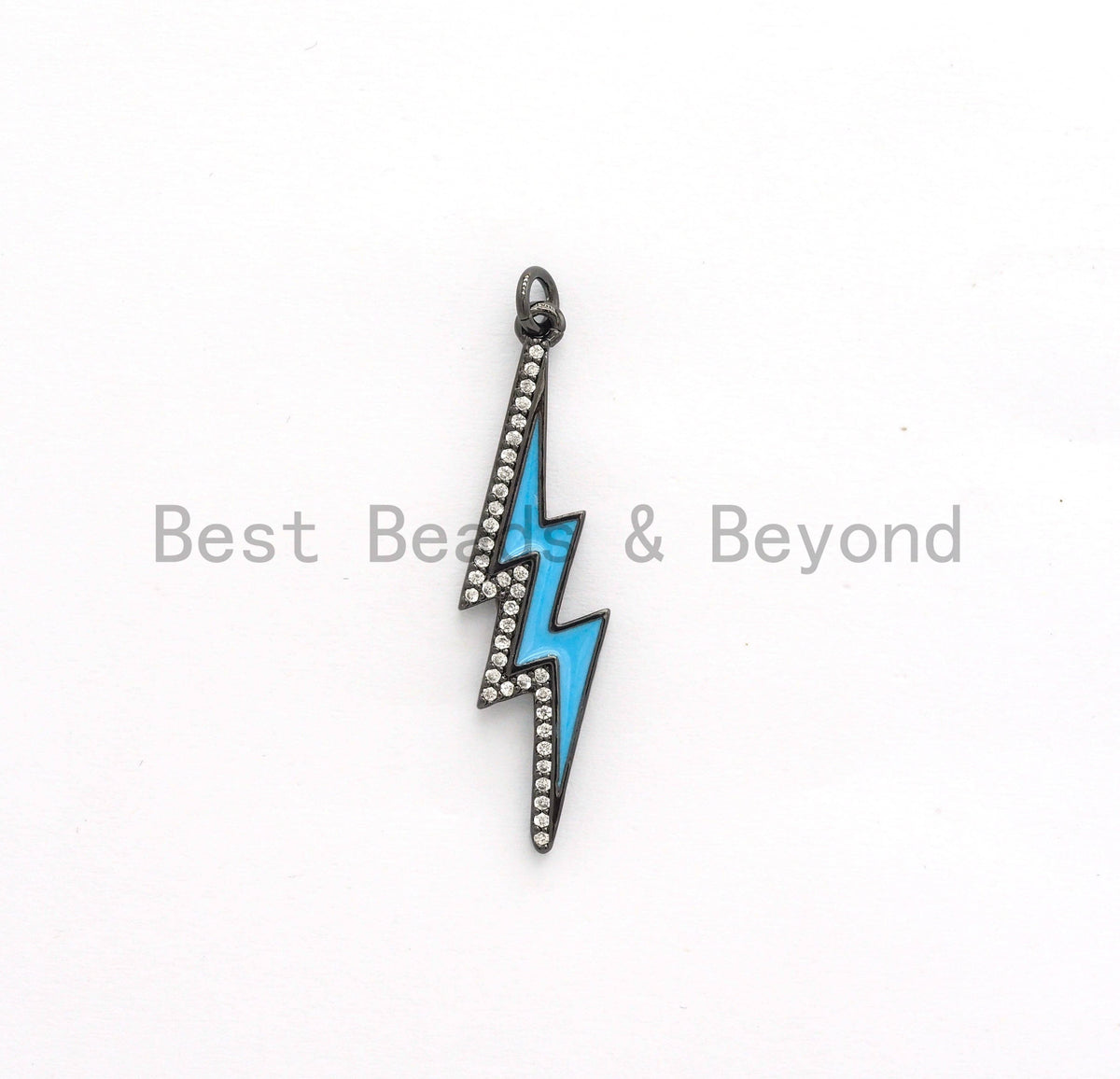 CZ Enamel Thunder Lightning Bolt Charm, Enamel CZ Pave lightning Sign Pendant, Pave Lightning Bolt Charm,  11x39mm, sku#F604