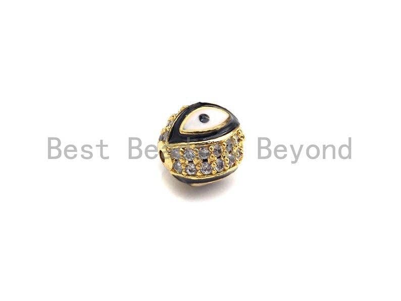 CZ Micro Pave Evil Eye Beads, 8mm/10mm Black/pink/Royal Blue/Tear Green/Red/Turquoise Blue Eye Spacer Beads, Sku#G425