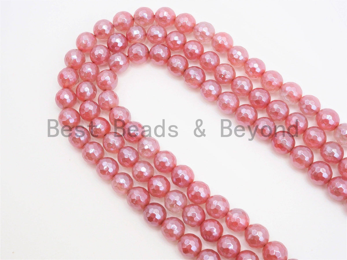 Mystic Silverite Plated  Pink Quartz Faceted, Sku#U342