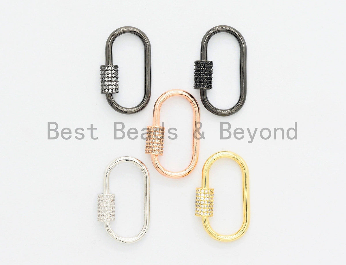 CZ Micro Pave Oval Shape Clasp, Gold/Rose gold/Gunmetal/Silver Plated U Shape Clasp, Pave Carabinar Clasp,14x27mm, sku#H136