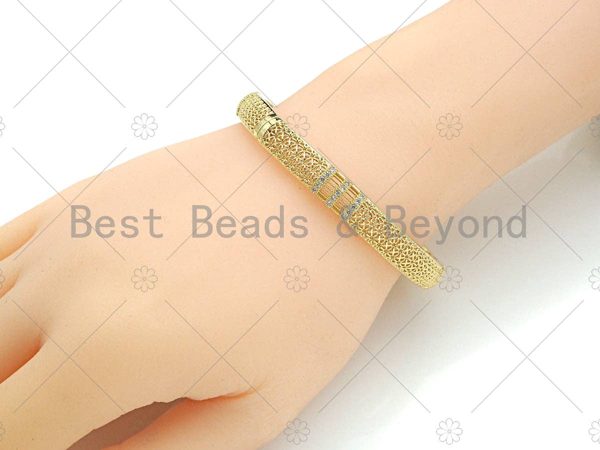 CZ Mirco Pave Filigree Style Open Bracelet, sku#X193