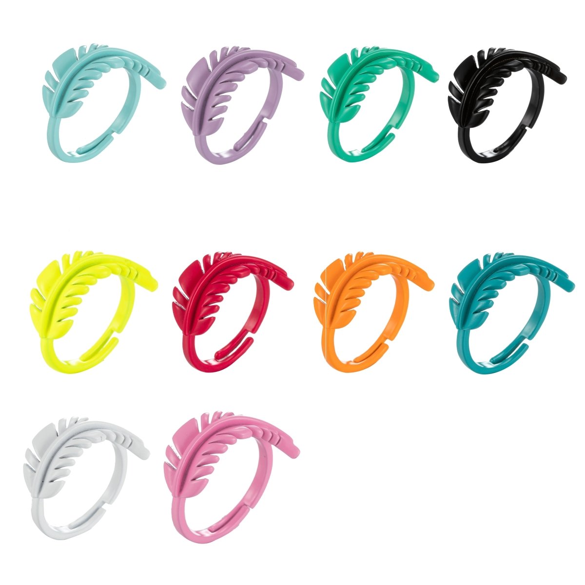 Feather Ring Enamel Bohemian Jewelry Adjustable Ring Y2K Colorful Ring