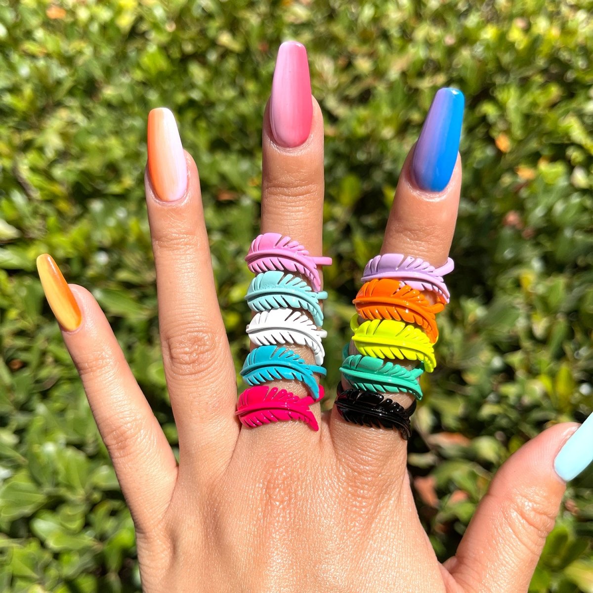 Feather Ring Enamel Bohemian Jewelry Adjustable Ring Y2K Colorful Ring