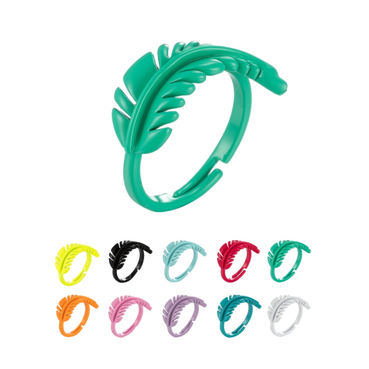 Feather Ring Enamel Bohemian Jewelry Adjustable Ring Y2K Colorful Ring