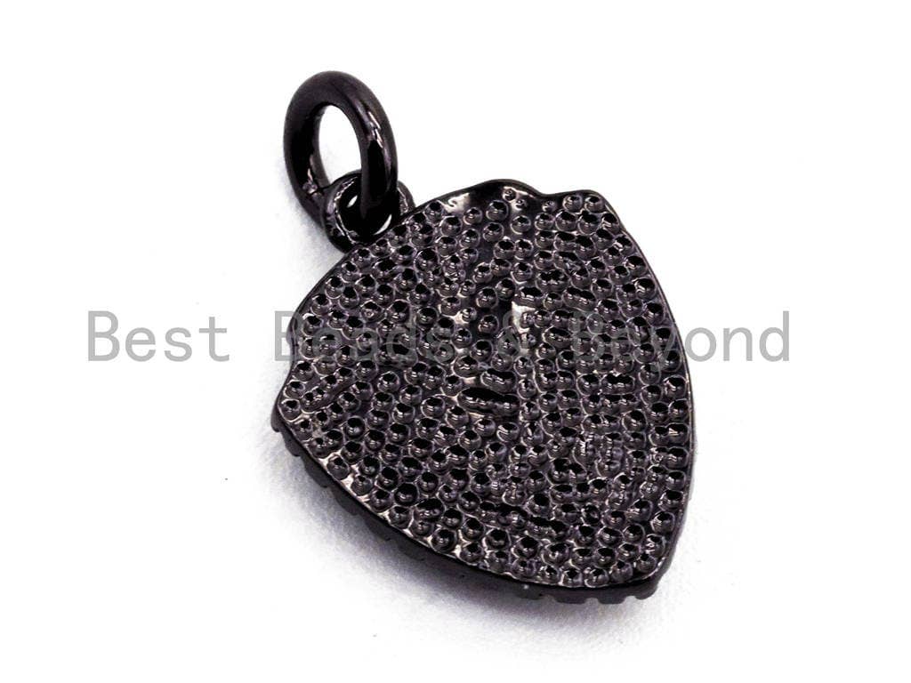 CZ Micro Pave Shield Shape Pendant with Abalone Shell, Cubic Zirconia CZ space Pendant,12x15mm,SKU#F416