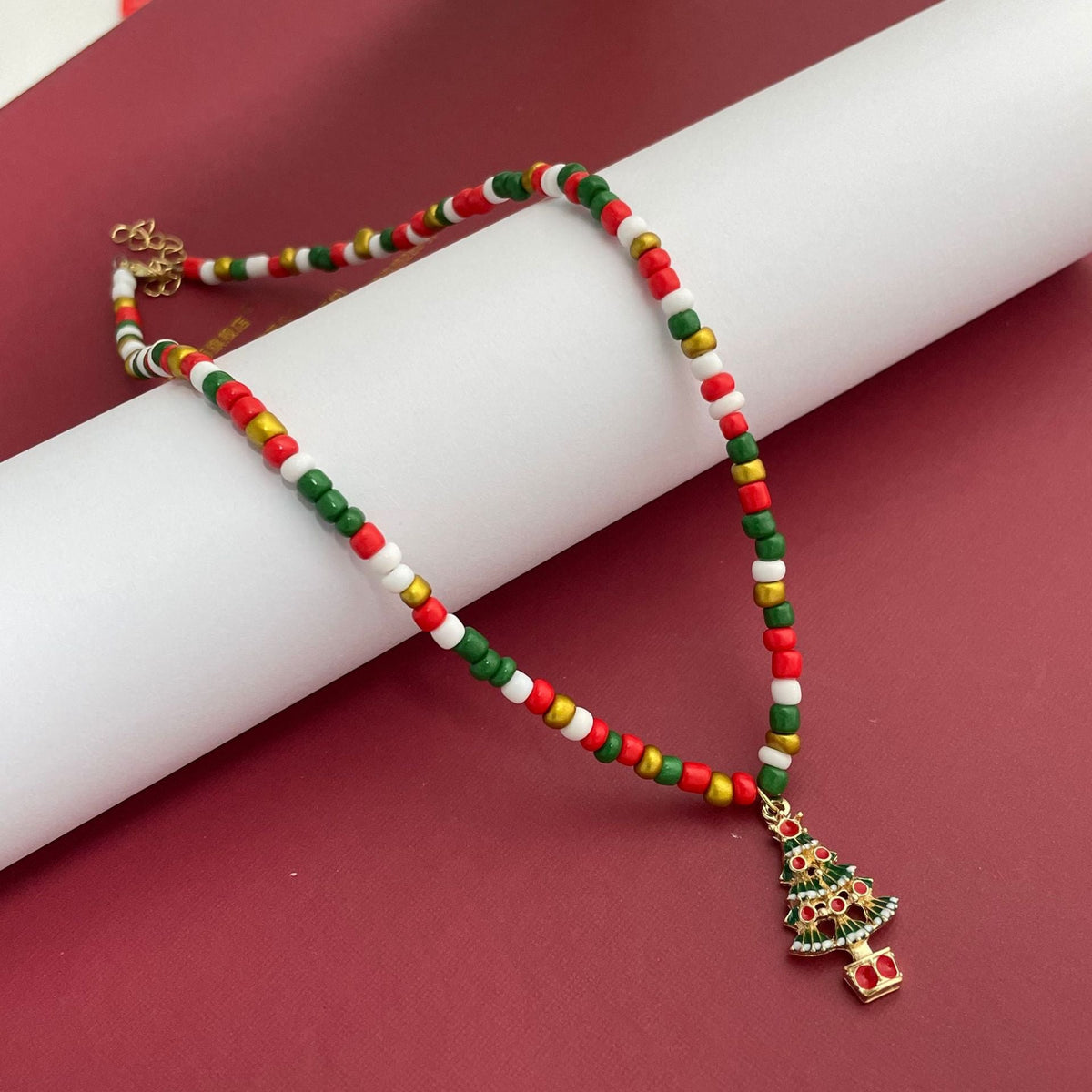 Amazon Cross-border Christmas Acrylic Rice Beads Necklace Santa Claus And Other Pendants Factory Direct Approval