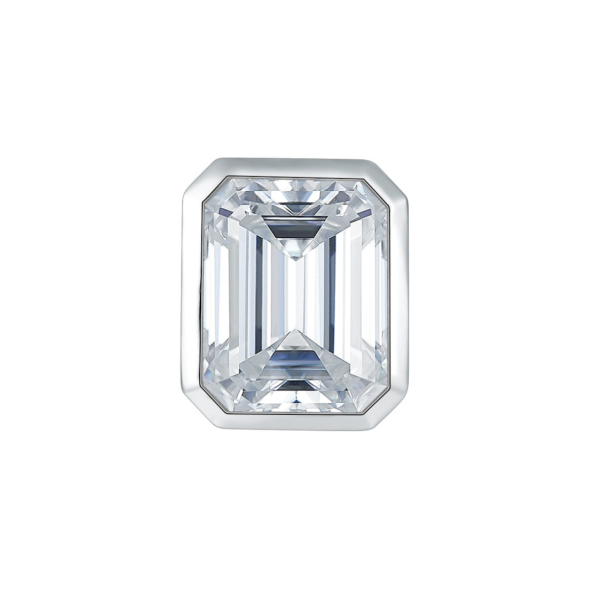 S925 Sterling Silver 8x10mm Emerald Cut Moissanite Stud Earrings  Platinum Plated Geometric Bezel With GRA Certificate Jewelry Gift Box Set