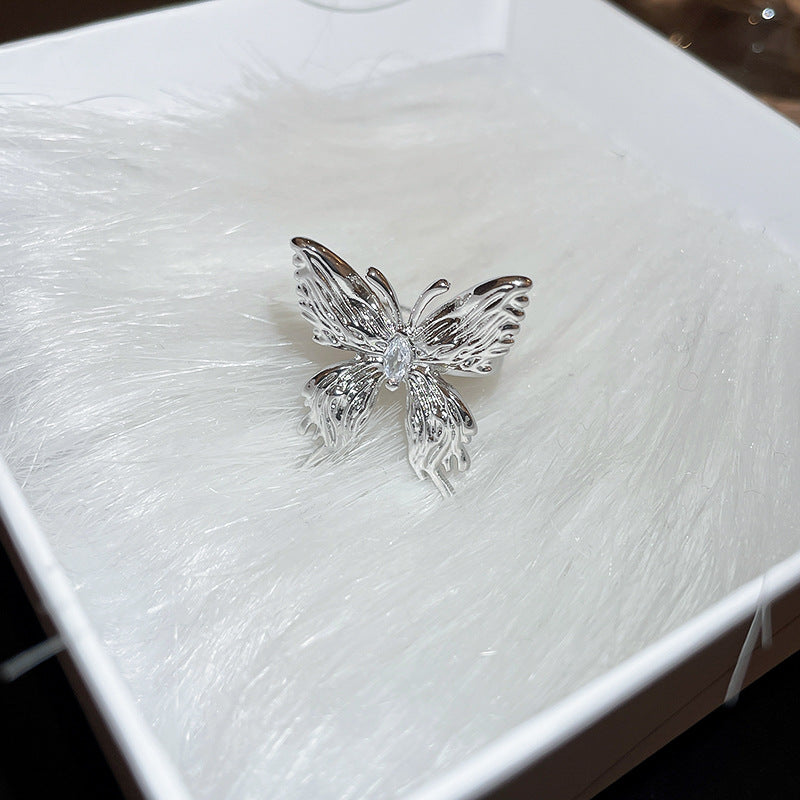 Liquid Butterfly Ring For Women, Light Luxury INS Minimalist Style, Niche Design Advanced Fashion Open Index Ring