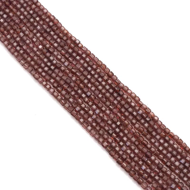 Genuine Garnet Faceted Cube Beads, 2.5mm, Sku#U1550