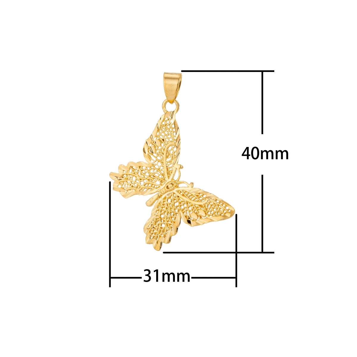 Filgree Monarch Butterfly Pendant in 18k Gold Fiill Butterfly charm for Necklace Earring Jewelry Making H-821