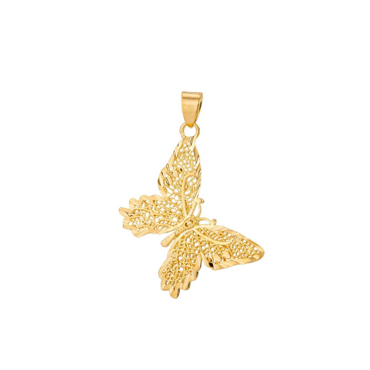 Filgree Monarch Butterfly Pendant in 18k Gold Fiill Butterfly charm for Necklace Earring Jewelry Making H-821