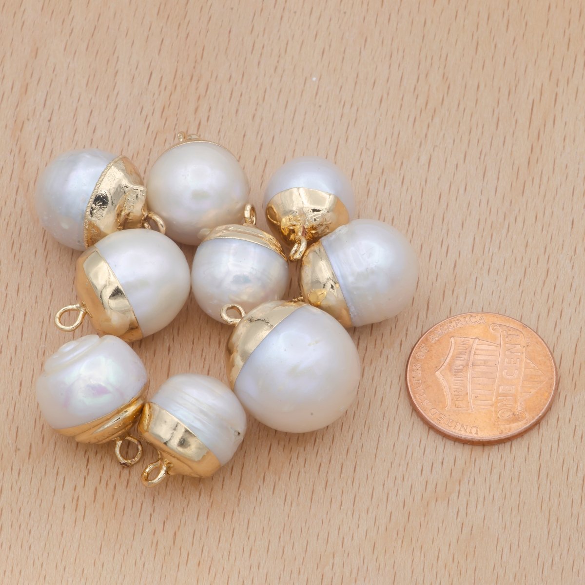 Freshwater Pearl White Round Ball Pearl Charm P-1820