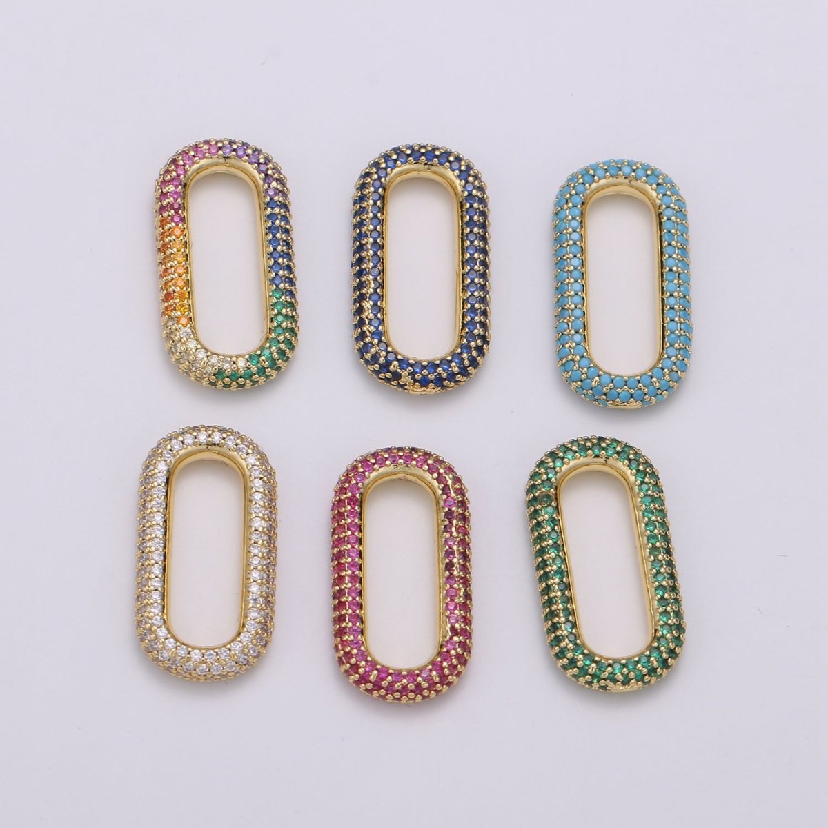 Fully CZ Micro Pave Paper Clip Link Connector links for Chain Connector for Bracelet Necklace Chain Connector L-119~L-124