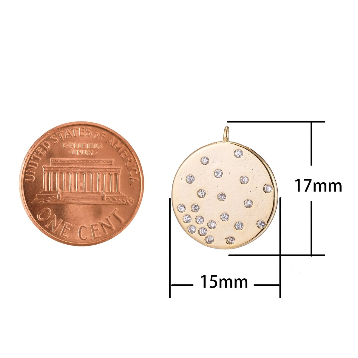 Geometric Circle Round Charm, Micro Pave CZ Charm, Dainty Pendant Floating Crystal Modern Chic Necklace Charm for Jewelry Making E-409