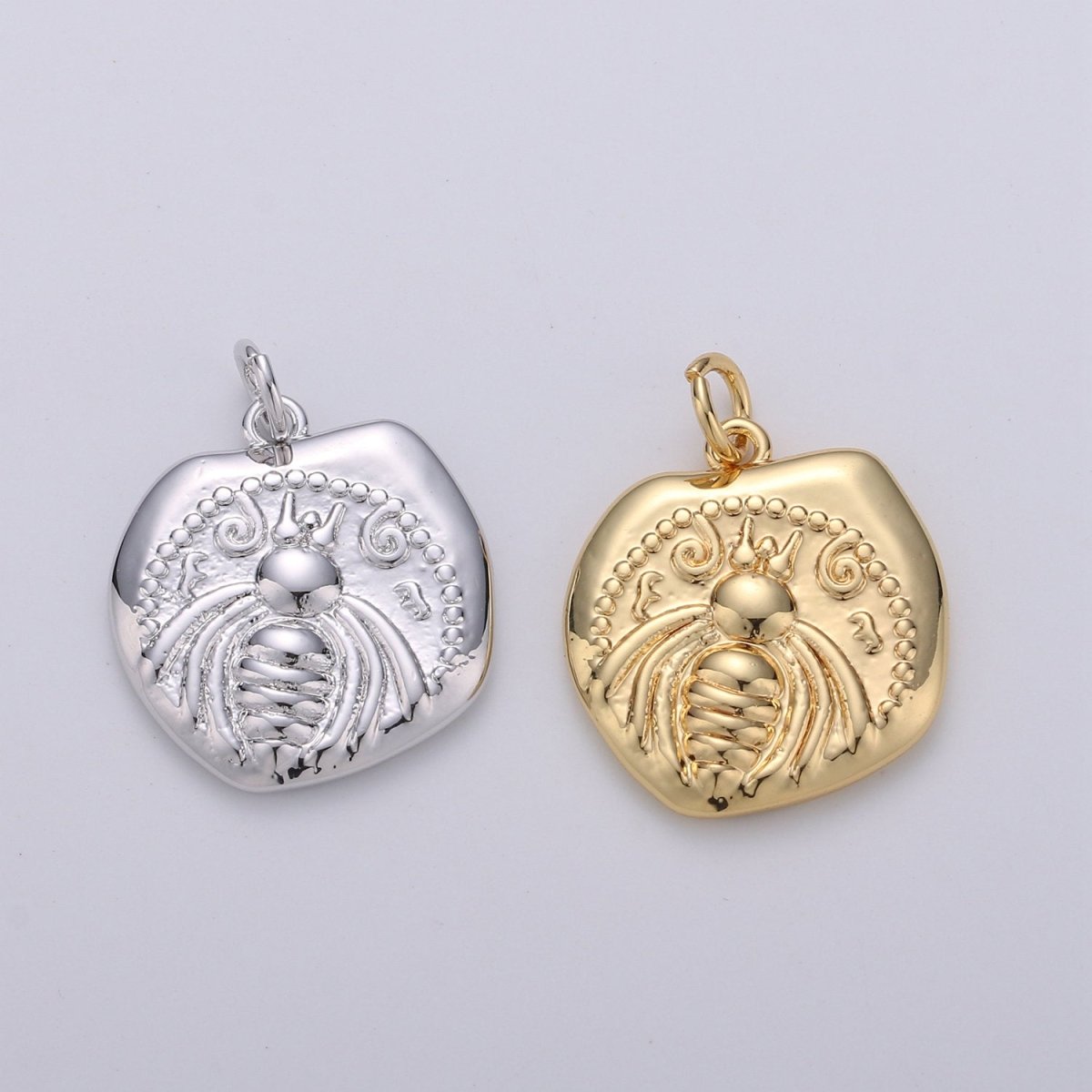 Gold Artemis Bee Coin Charm | Ancient Greek Coin Replica Pendant 14k Gold Filled Ephesus Bee Pendant Necklace | Roman Coin Jewelry Supply D-287
