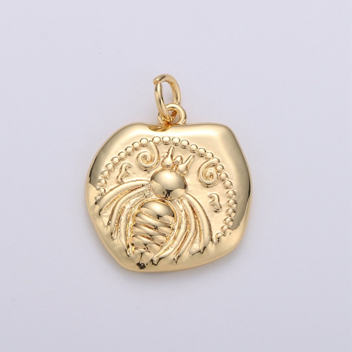 Gold Artemis Bee Coin Charm | Ancient Greek Coin Replica Pendant 14k Gold Filled Ephesus Bee Pendant Necklace | Roman Coin Jewelry Supply D-287