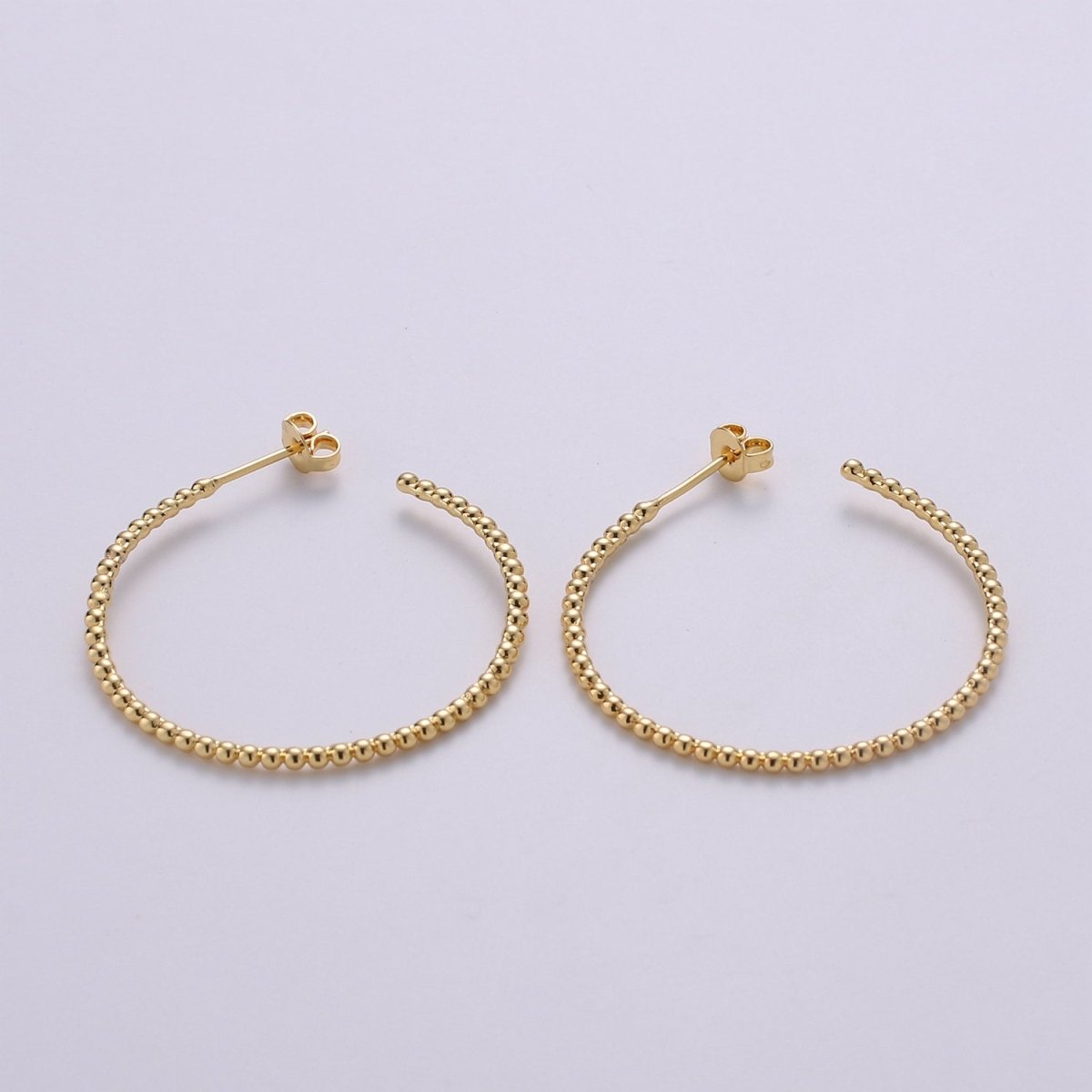 Gold Ball Hoop Earrings, Beaded Hoop Earrings, Boho Hoop Earrings, Gold Ball Hoop Earrings 30mm Silver Hoop Earring Q-198 Q-199