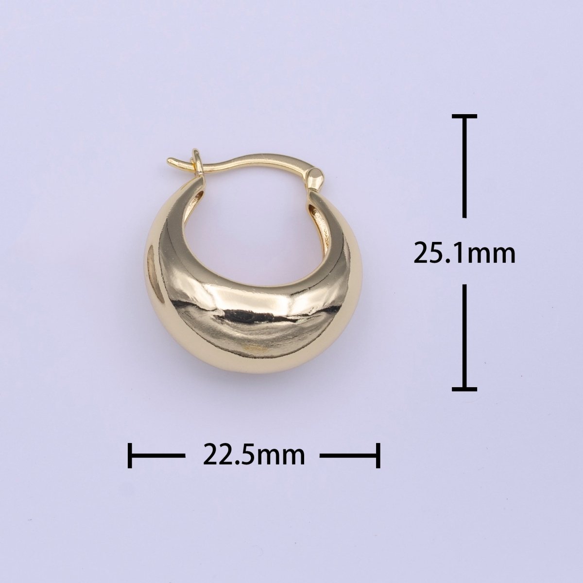 OS Gold Ball Oval Dome Latch Hoop Earrings | AD-217