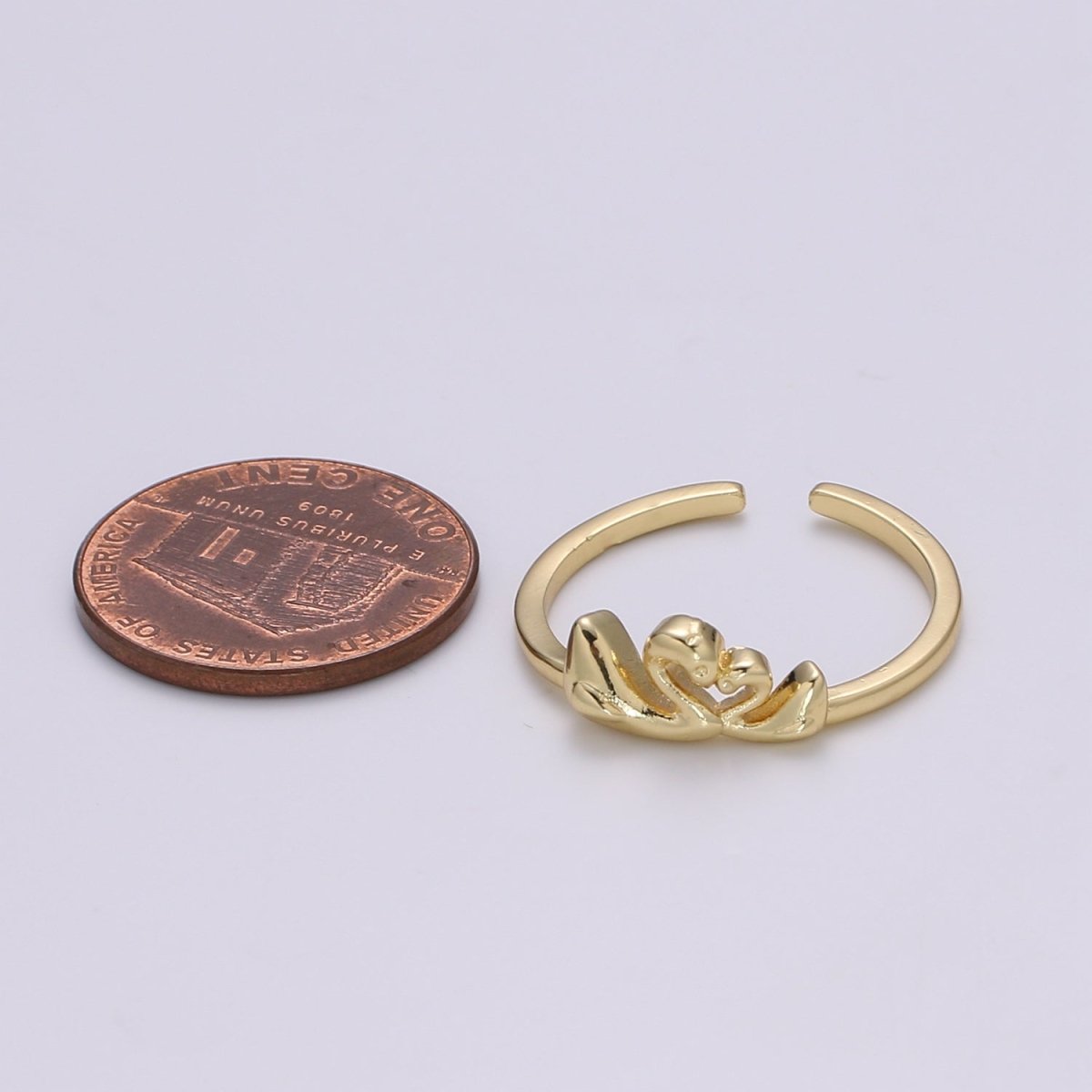 Gold Band Love Forever Swan ring, Delicate Promise Ring adjustable open Ring Dainty Twin swan Ring Minimalist Jewelry