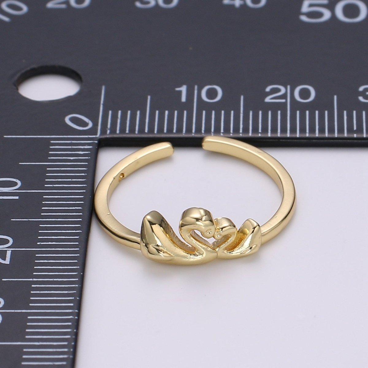 Gold Band Love Forever Swan ring, Delicate Promise Ring adjustable open Ring Dainty Twin swan Ring Minimalist Jewelry