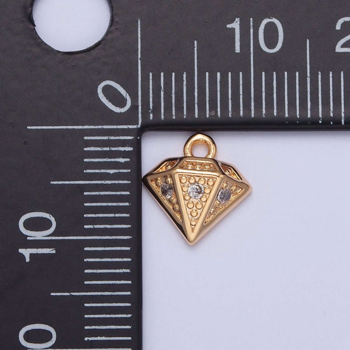 Gold Beaded Diamond Cubic Zirconia Stones Charm For DIY Jewelry Making | X-221
