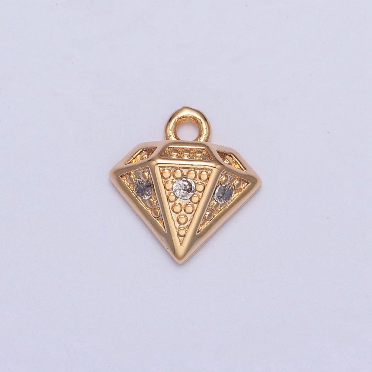 Gold Beaded Diamond Cubic Zirconia Stones Charm For DIY Jewelry Making | X-221