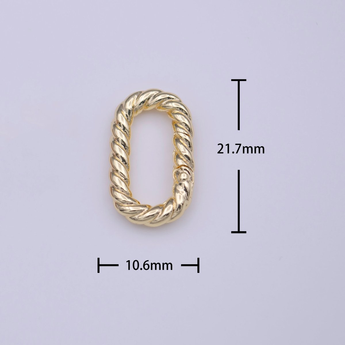 Gold Braided Twist 19.5mm Oblong Oval Push Spring Gate Jewelry Supply | K-230