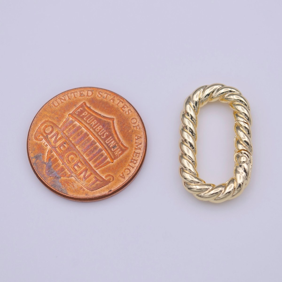 Gold Braided Twist 19.5mm Oblong Oval Push Spring Gate Jewelry Supply | K-230