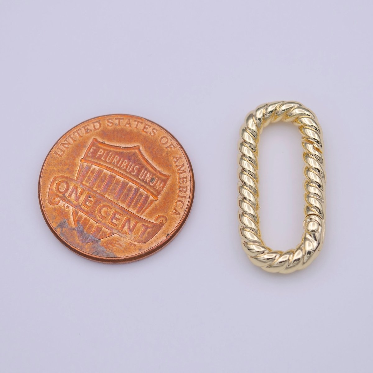 Gold Braided Twist 21.7mm Oblong Oval Push Spring Gate Jewelry Supply | K-221