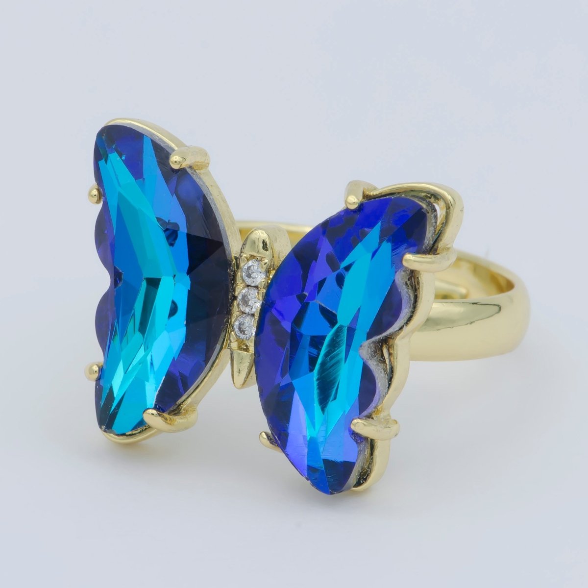 Gold Butterfly Ring Adjustable Ring Colorful Red Pink Purple Green Blue butterfly rings for Valentine Gift Jewelry R-163~R-172