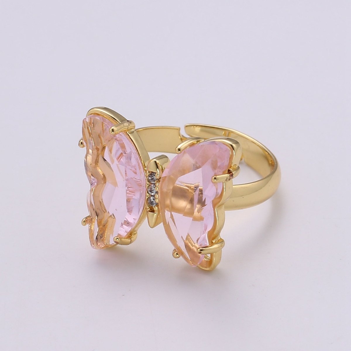 Gold Butterfly Ring Adjustable Ring Colorful Red Pink Purple Green Blue butterfly rings for Valentine Gift Jewelry R-163~R-172