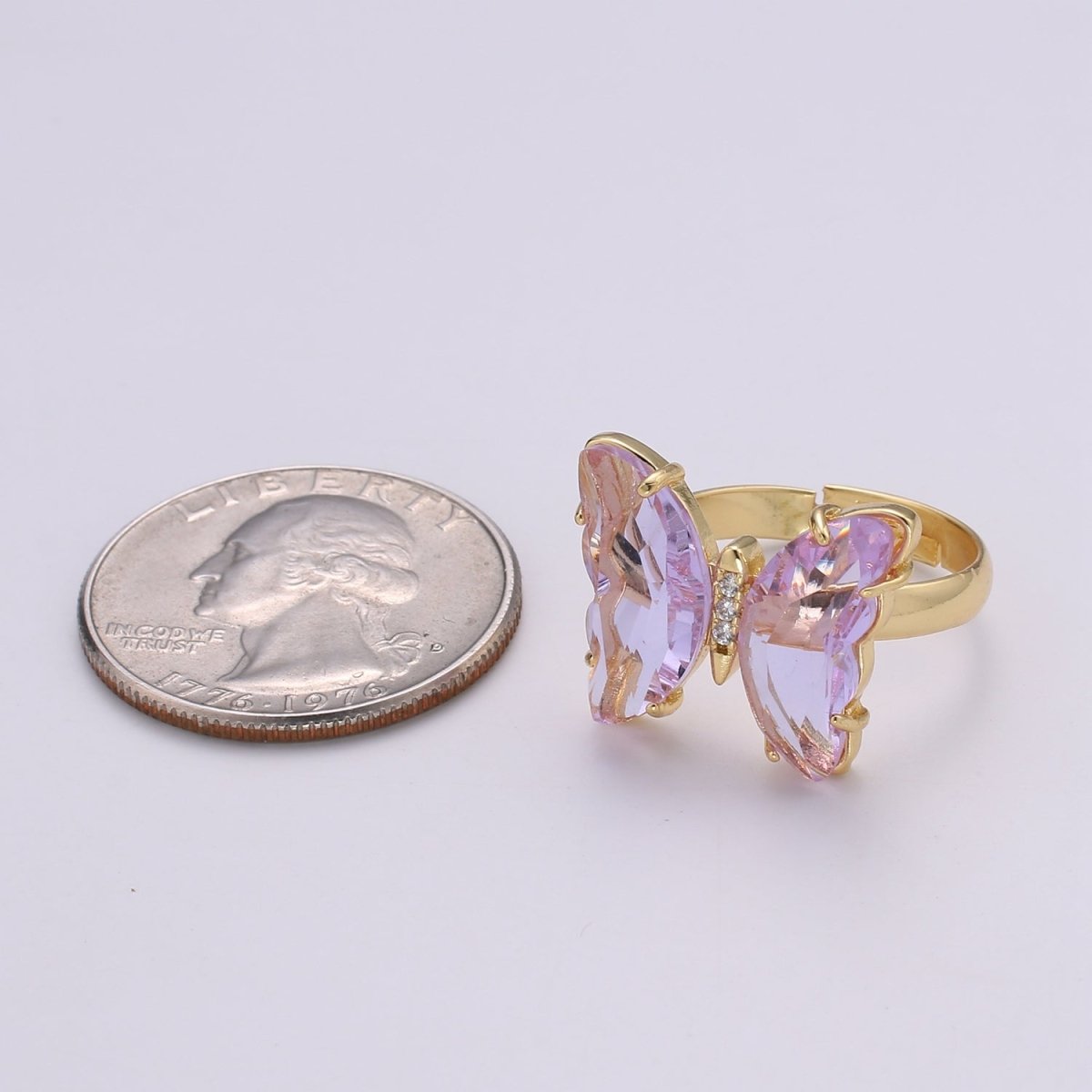 Gold Butterfly Ring Adjustable Ring Colorful Red Pink Purple Green Blue butterfly rings for Valentine Gift Jewelry R-163~R-172