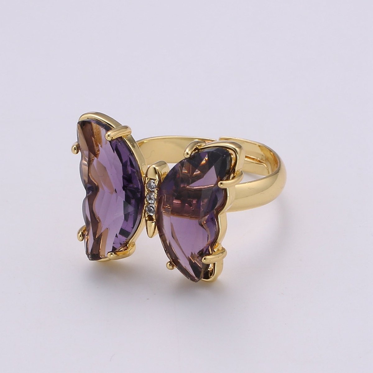 Gold Butterfly Ring Adjustable Ring Colorful Red Pink Purple Green Blue butterfly rings for Valentine Gift Jewelry R-163~R-172