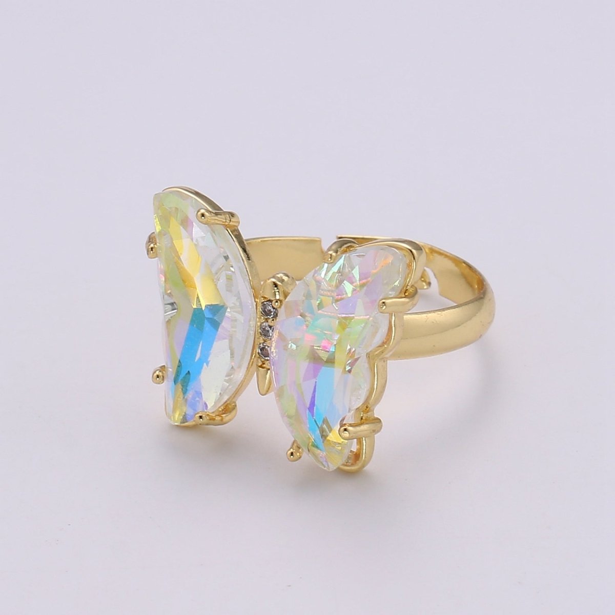 Gold Butterfly Ring Adjustable Ring Colorful Red Pink Purple Green Blue butterfly rings for Valentine Gift Jewelry R-163~R-172