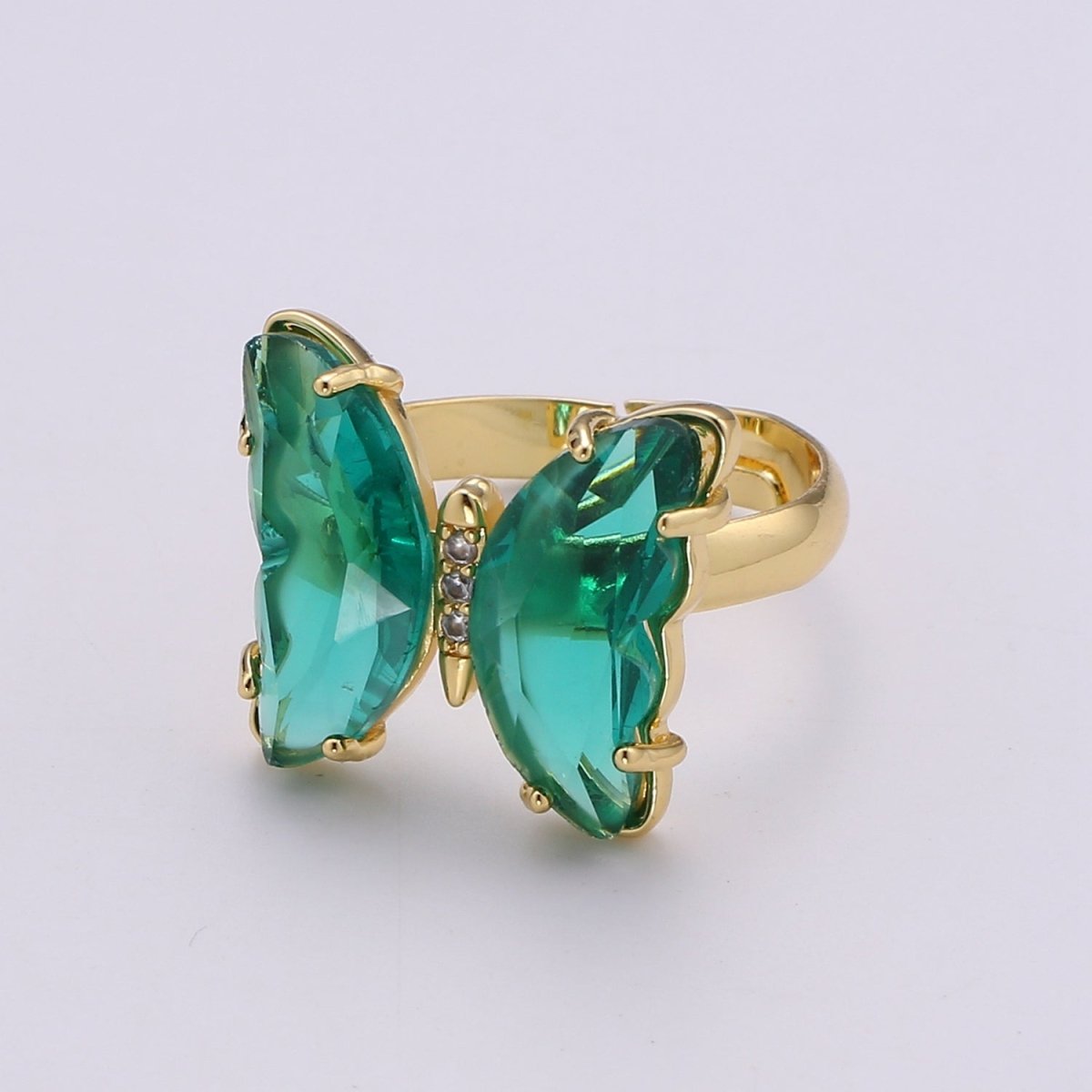 Gold Butterfly Ring Adjustable Ring Colorful Red Pink Purple Green Blue butterfly rings for Valentine Gift Jewelry R-163~R-172