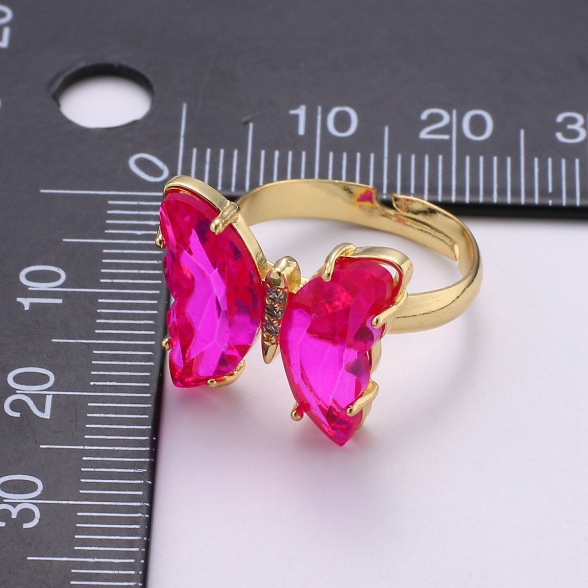 Gold Butterfly Ring Adjustable Ring Colorful Red Pink Purple Green Blue butterfly rings for Valentine Gift Jewelry R-163~R-172