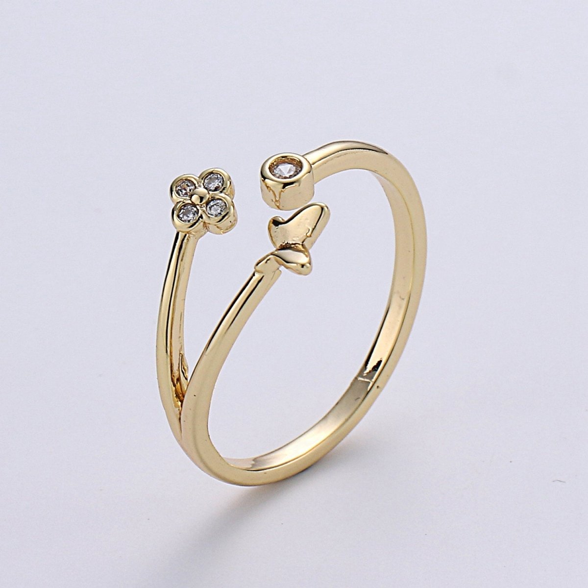 Gold Butterfly Ring, Dainty Butterfly Ring, Adjustable Ring, Minimalist Butterfly Ring, Minimalist Ring, Gold Open Ring, Insect Jewelry R-088