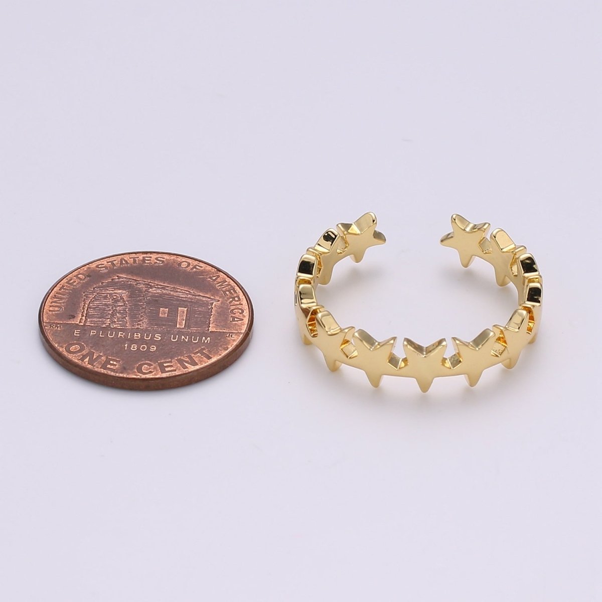 Gold Celestial Star Ring Open Ring for Statement Ring Stacking Jewelry Size 5.5 Ring 24k Gold Filled Ring R332