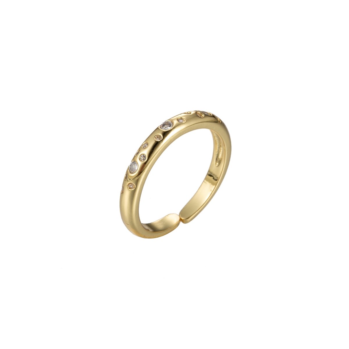 Gold Constelatoin ring Dainty ring Stackable star rings, CZ ring, universe rings, Dainty stackable rings, adjustable open ring Size 6 O-355