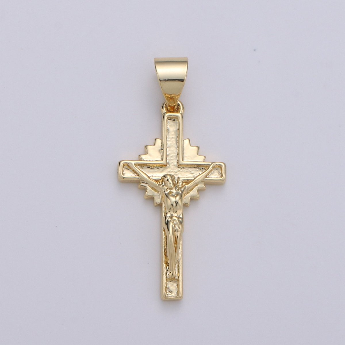 Gold Cross Pendant, crucifix cross charm Jesus Pendant Religious Necklace Pendant, 14k Gold Filled Religious Jewelry Making I-913