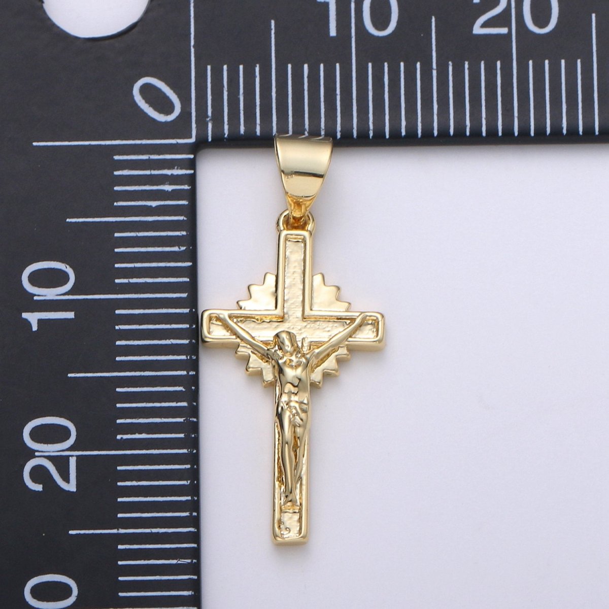 Gold Cross Pendant, crucifix cross charm Jesus Pendant Religious Necklace Pendant, 14k Gold Filled Religious Jewelry Making I-913