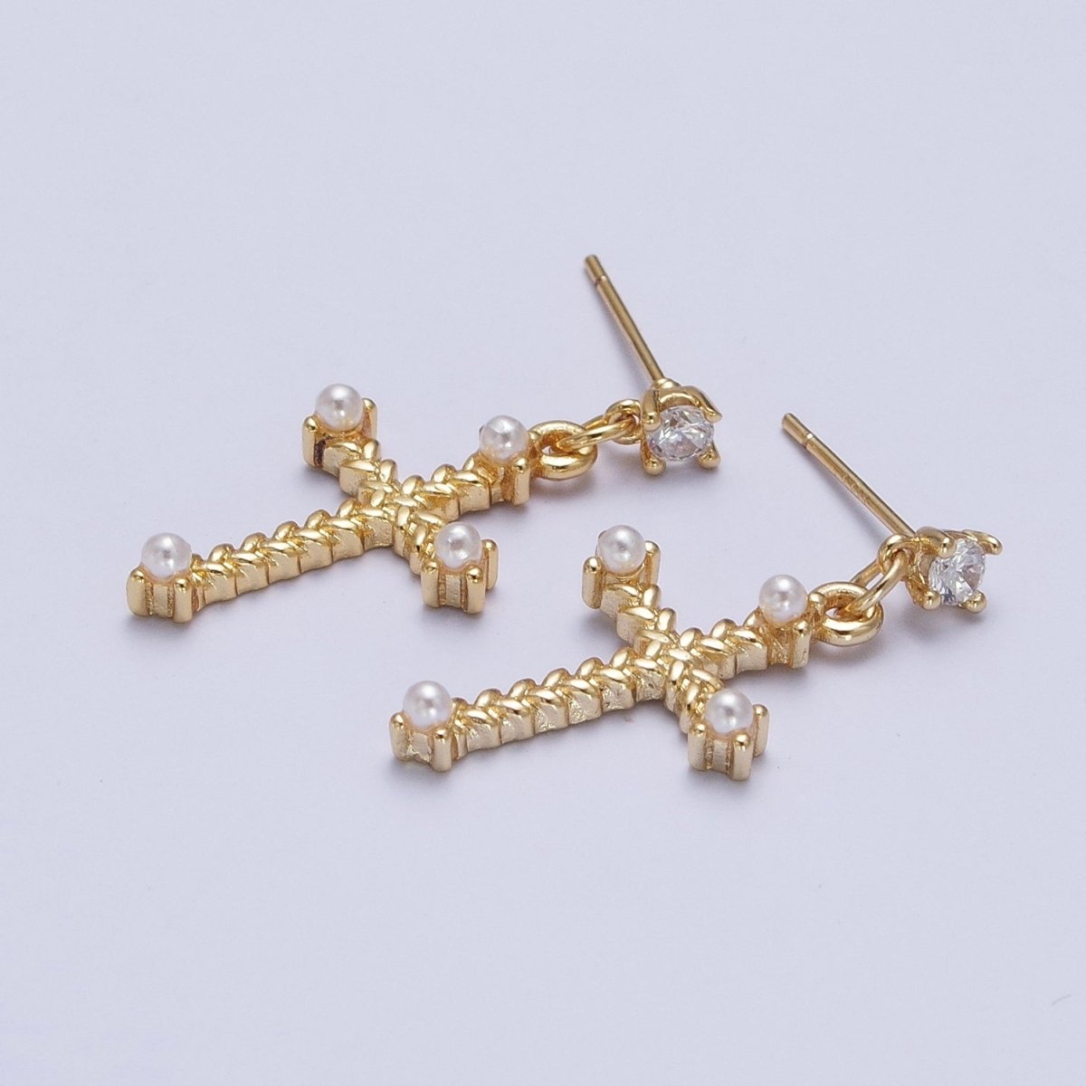 Gold Cross Stud Earring Dangle Cross Earring Charm for Religious Women Jewelry P-277