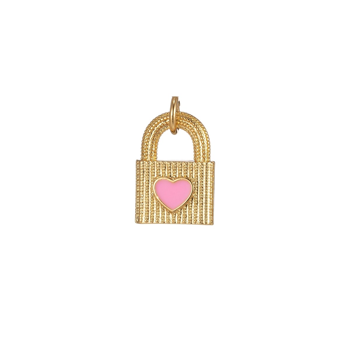 Gold Dainty Heart Padlock Charm Colorful Enamel Lock Charm for Necklace Bracelet Jewelry Making Black Blue Fuschia Green Yellow Pink M-265