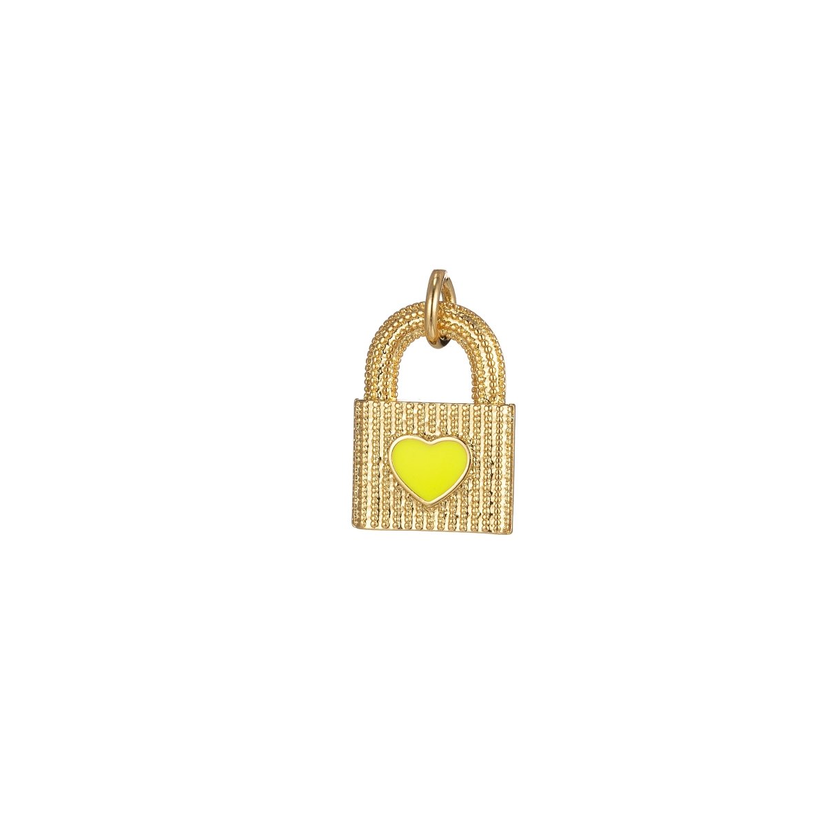 Gold Dainty Heart Padlock Charm Colorful Enamel Lock Charm for Necklace Bracelet Jewelry Making Black Blue Fuschia Green Yellow Pink M-265