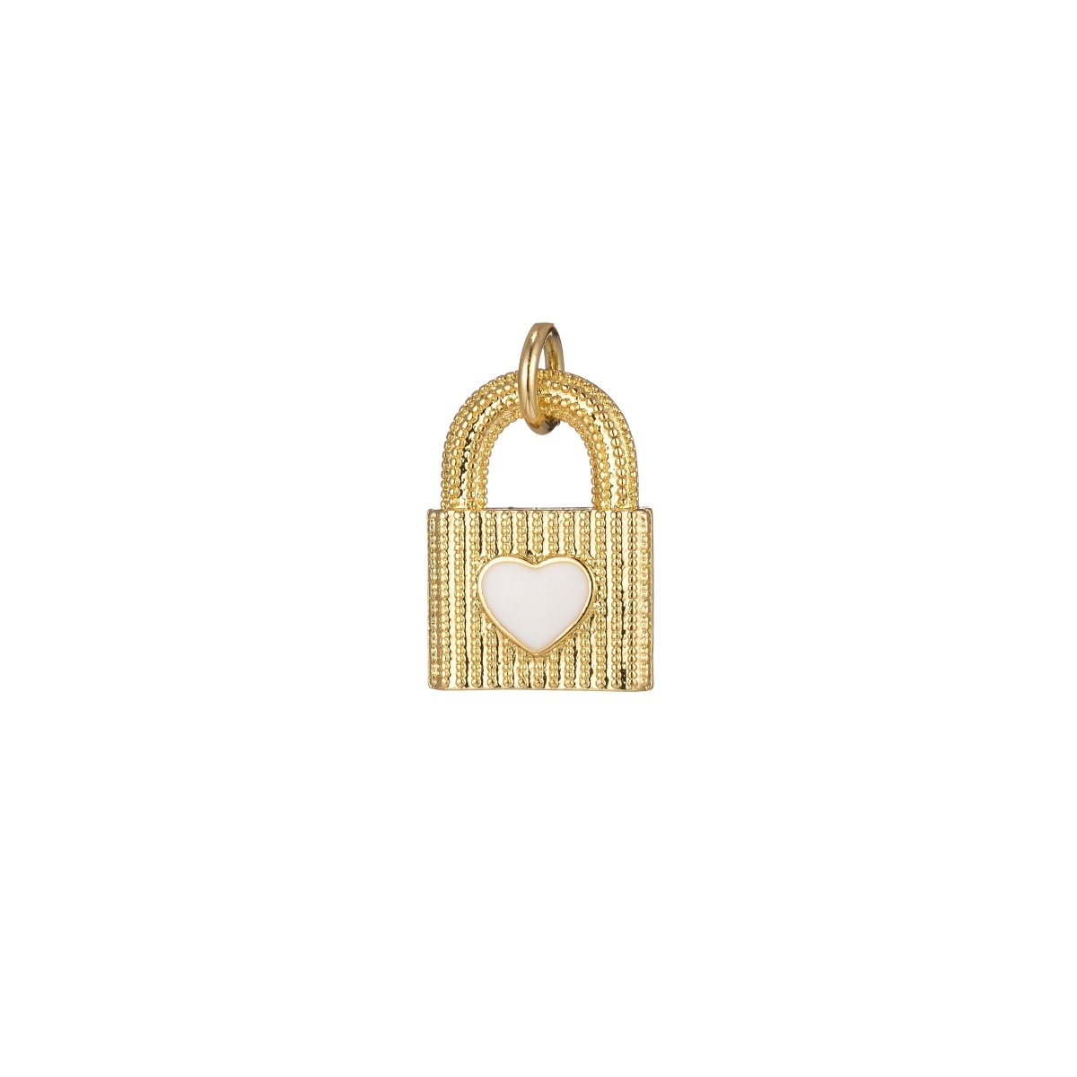 Gold Dainty Heart Padlock Charm Colorful Enamel Lock Charm for Necklace Bracelet Jewelry Making Black Blue Fuschia Green Yellow Pink M-265