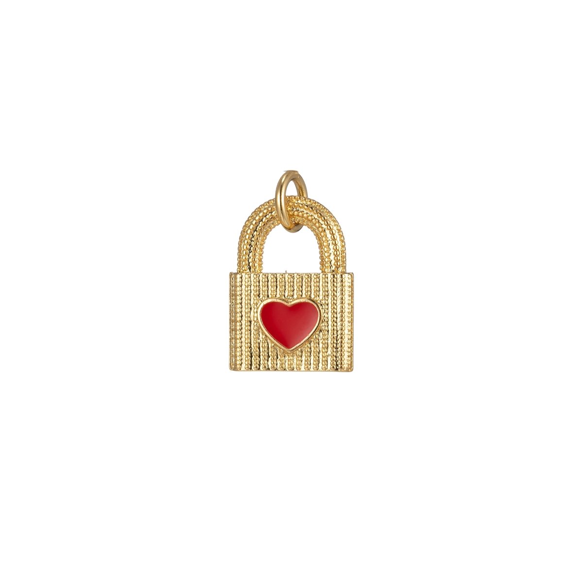 Gold Dainty Heart Padlock Charm Colorful Enamel Lock Charm for Necklace Bracelet Jewelry Making Black Blue Fuschia Green Yellow Pink M-265
