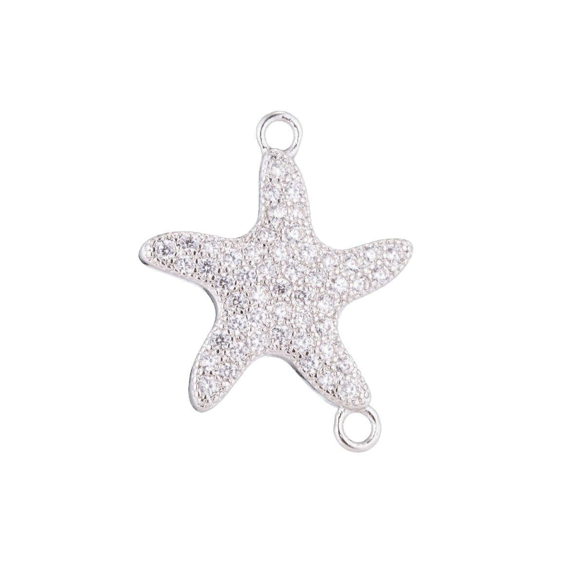 Gold Dancing Star Fish, Celestial, Starry Night Sky, Cubic Zirconia Bracelet Charm, Necklace Pendant, Findings for Jewelry Making, F-138