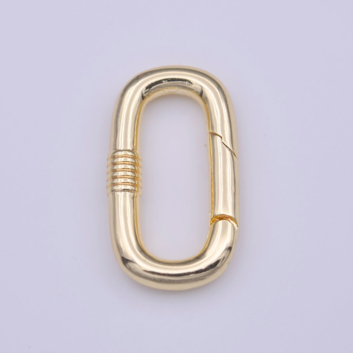 OS Gold Drill Textured 24.5mm Oval Oblong PUSH Spring Gate Ring Jewelry Supply | K-216